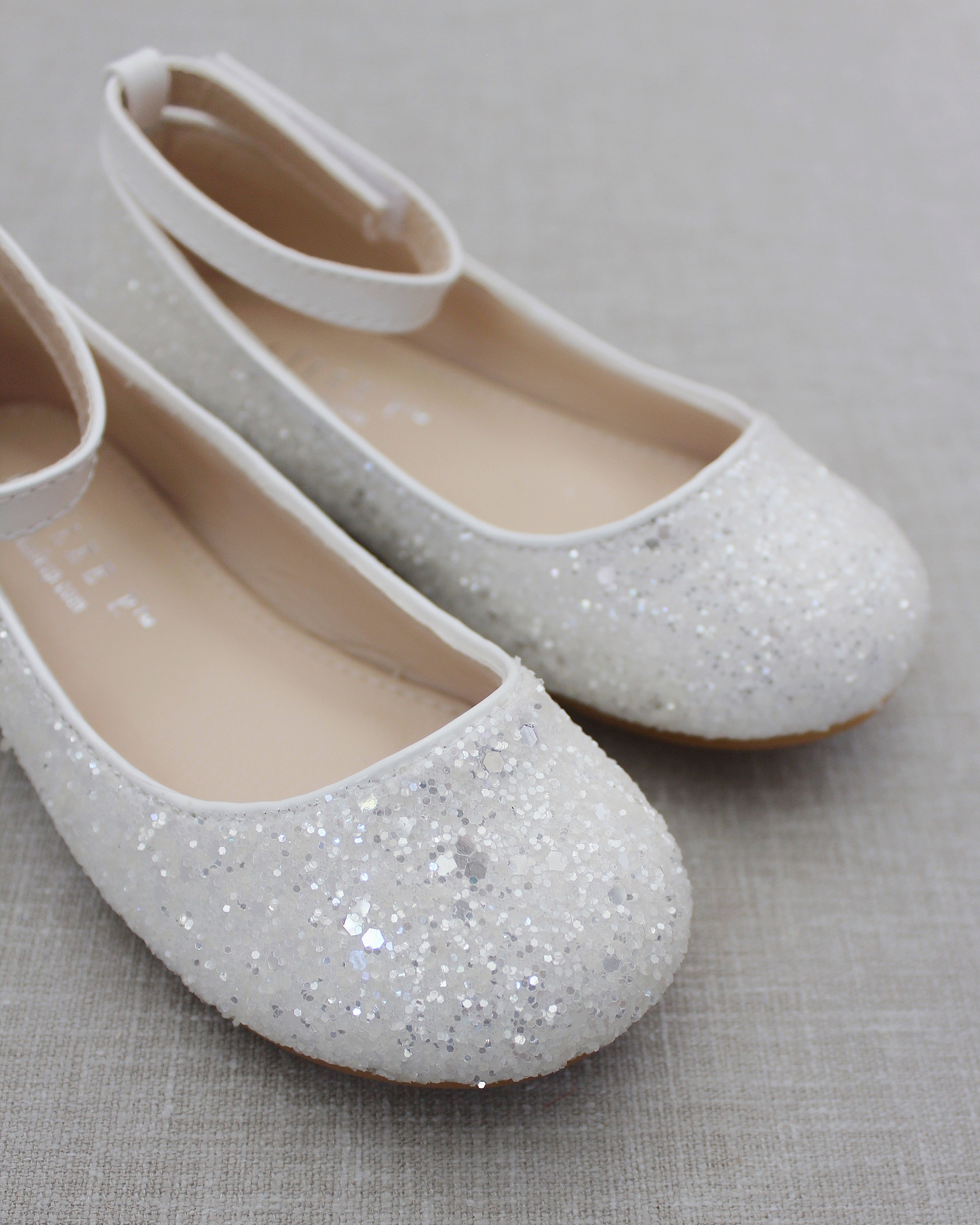 Rock Glitter Ballet Flats with Velcro Ankle Strap