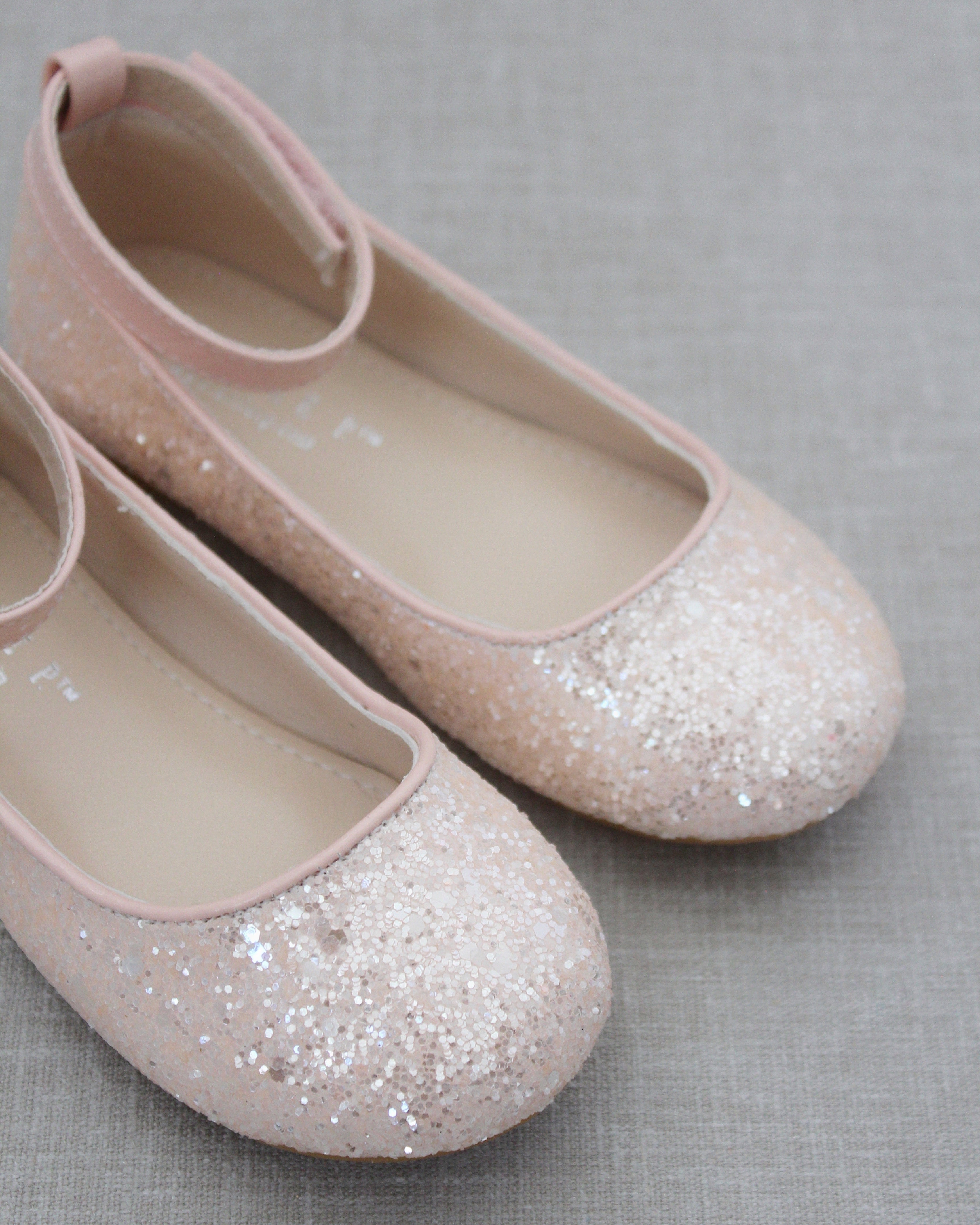 Rock Glitter Ballet Flats with Velcro Ankle Strap