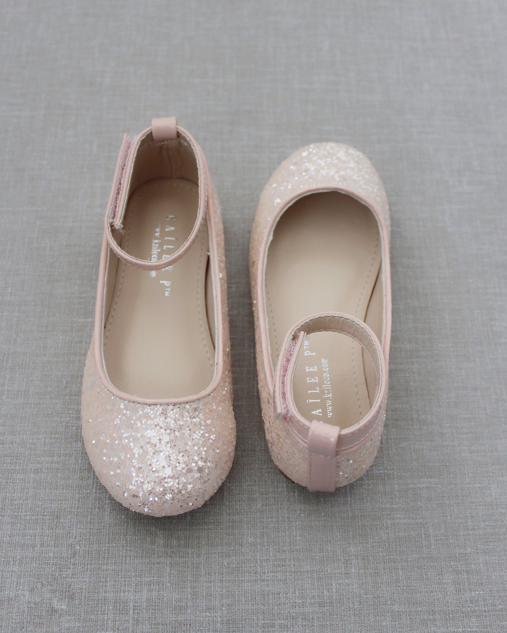 Rock Glitter Ballet Flats with Velcro Ankle Strap